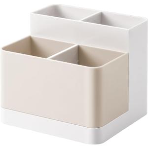 Poeland Desktop Storage Organizer Pencil Card Holder Box Container for Desk, Office Supplies, Vanity Table Tan