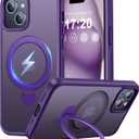 360° Rotatable Magnetic Stand for iPhone 15 Case Compatible with Mag-Safe 16FT Military Drop Protection, Anti-Scratch/Fingerprint Shockproof iPhone 15 Phone Case(Matte-Purple)