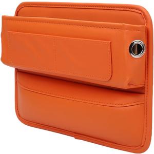 Car Seat Gap Filler with Pockets Leather Car Seat Organizer Automotive Accessories Front Seats Adjustable Gap Filler for Phones Glasses Keys Cards Orange