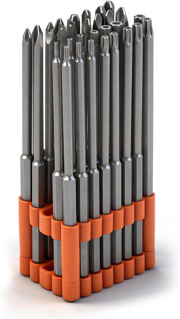 HORUSDY 32-Piece 1/4" Shan Extra Long Security Power Bit Set, 6" Long Tamper Proof Security Bits, S2 Steel.