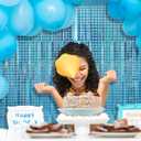 2 x Blue Foil Fringe Curtains Backdrop Blue Streamers Party Decorations for Frozen Birthday Under The Sea Parties Bachelorette Fishing Pool Beach Ocean Theme, Pastel Wall Decor Hanging Door Decorations (5 pack)