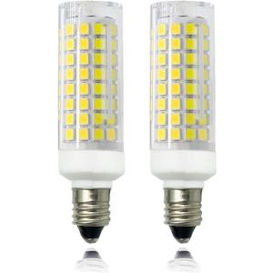 E12 LED Bulb 7W Equivalent to 75W Halogen, Dimmable 120V 730LM Candelabra Base T3/T4 Light Bulbs for Ceiling Fan, Chandelier Lighting White 6000K (Pack of 2)