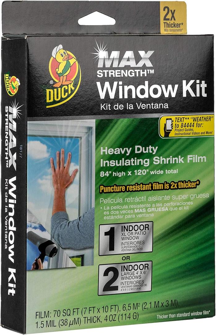 Duck MAX Strength Heavy Duty Insulating Film for Patio Door/Extra Large Window, 84-Inch x 120-Inch, Indoor, 284352