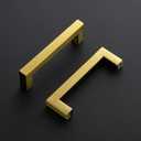 Ravinte 30 Pack 4 Inch Square Cabinet Handles, Brushed Brass Finish, Stainless Steel Kitchen Hardware Pulls with 4" (102mm) Hole Center for Cabinets, Gold