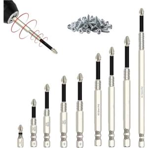 2025 High Magnetic Screwdriver Drill Bit Set, Anti Slip Magnetic Drill Bit Set Alloy Steel, Durable Puntas para Taladro for Impact Driver, Home DIY and Professional Use(9 PCS)