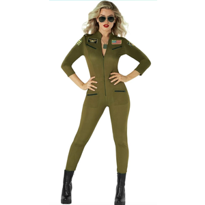 Morph Womens Aviator Costume Fitted Flight Suit Halloween Outfit Military Style for Women, Size S