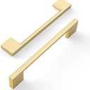 Amerdeco 10 Pack Brushed Gold Cabinet Pulls 5 Inch(128MM) Hole Centers Kitchen Cabinet Handles Cabinet Hardware Zinc Pull Handle Easy to Install ZH0060