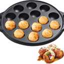 WUWEOT Non-Stick Takoyaki Pan, 1.5" Diameter Pre-Seasoned Cast Iron Octopus Ball Grill