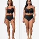 Herseas Women's Seashell Textured Bikini Sets Knotted Front 2 Piece Swimsuits Ruffle Trim Bathing Suits (Black, M)