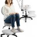 BUBHA Ergonomic Criss Cross Chair, Meditation Chair with Reclining Backrest & Adjustable Height, Cross Legged Office Chair with Wheels, Wide Kneeling Chair Leg Rest, ADHD Desk & Yoga Seat (Grey)