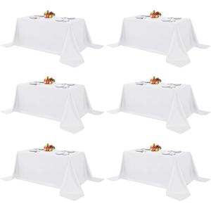 Fitable White Table Clothes for Rectangle Tables, 6 Pack - 90 x 156 Inch - Reusable and Elegant Tablecloths, Polyester Fabric Table Covers for Wedding, Party, Banquet, Formal Events
