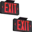 GZRUIYANG Red Exit Sign With Black Housing, LED Emergency Light With Battery Backup, UL Listed, AC 120/277V, Commercial Lights for Business - 2 Pack