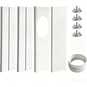 Portable AC Window Vent Kit - Complete Air Conditioner Window Kit, Adjustable PVC Window Seal Kit Panels Up to 60 Inches, for Universal Thread AC Exhaust Hose of 5.1" and 5.9" Diameter