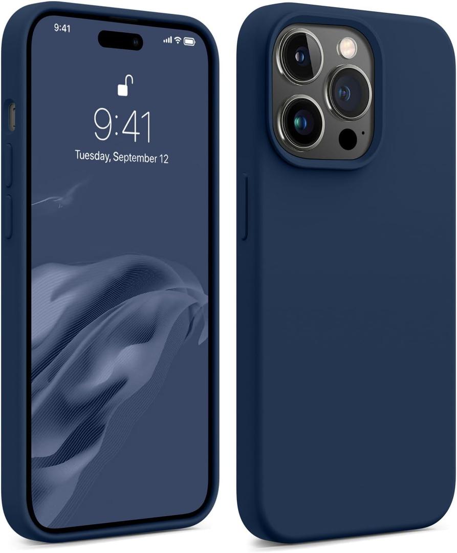 AOTESIER Shockproof Designed for iPhone 14 Pro Max Case, [Food Grade Silicone] [Military Drop Protection] with Anti-Scratch Lining Protective Phone Case for 14 ProMax, 6.7 inch, Navy Blue