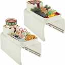 2 Pcs Couch Cup Holder Tray Silicone Anti-Spill Anti Slip Sofa Armrest Drink Holder Weighted Couch Caddy Recliner Arm Table for Remote Controls, Phones, Cups and Snacks (Beige)