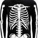 Funny World Glow in The Dark Men's Cotton Long Sleeve Skeleton Halloween T-Shirt Size, Extra large, Black 