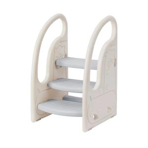 Toddler 3 Step Stool Onasti Kids Standing Tower for Toddlers Plastic Learning Helper Stool for Kitchen Counter Bathroom Sink Toilet Potty Training with Handles and Non-Slip Pads-Grey White