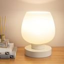 Seealle Touch Table Lamp for Nightstand - Small Bedside Lamp for Bedroom Living Room Night Stands, Desk Lamp with White Glass Shade for Small Spaces, 3 Way Dimmable, LED Bulbs, Gifts