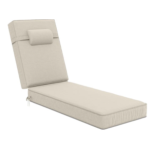 72 x 21 x 4 Inch Olefin Chaise Lounge Cushions, Lounge Chair Cushions with Headrest for Outdoor Furniture - Weather and Fade Resistant Patio Replacement Furniture Lounge Chair Cushion (Beige)