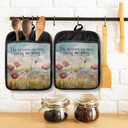His Mercies are New Every Morning Christian Pot Holders with Pockets, Floral Bible Verse Religious Oven Pot Holders Heat Resistant Oven Mitts Hot Pads for Kitchen Baking Cooking
