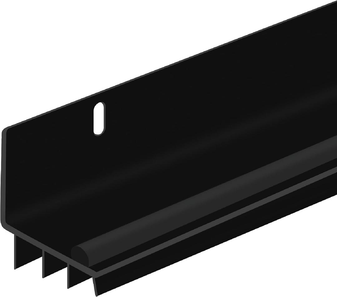 36 L-Shaped PVC Door Bottom Triple Vinyl Seals & Drip Cap Fits 1-3/4 to 2 Doors Fills 1/41/2 Gaps Slotted Mounting Holes & Screws Included (Black)