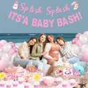Splish Splash Baby Shower Decorations,Pink Beach Party Decorations,Splish Splash Its a Baby Bash Banner,Pink White Ballloon for Kids Baby Shower Decorations Summer Swimming HawaiianTropical Supplies