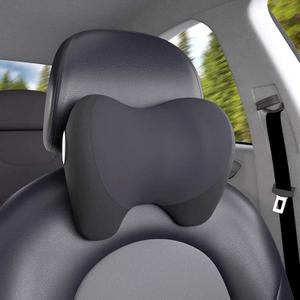Super Cozy Car Headrest Pillow, 100% Memory Foam Car Neck Pillow with Adjustable Strap & Breathable Removable Cover, Ergonomic Design - Travel Pillow Car Pillow for Neck/Back Pain Relief(Black, 1PC) (Model-two)