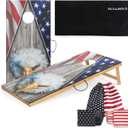 Cornhole Set, Corn Holes Outdoor Game, Regulation 2X4 Cornhole Boards, Portable Cornhole Set, Classic American Flag Cornhole Set Includes 2 Boards, 8 Cornhole Beans Bags & Carry Case