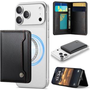 Vinich for MagSafe Wallet Magnetic RFID Blocking Card Holder Compatible with MagSafe Phones and Cases, Strong Magnet Minimalist Phone Wallet for iPhone 17/16/15/14/13/12/ Pro/Max/Plus, Black