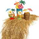 XLX TURF Fake Thatch Hay Table Runner 144" for Hawaiian Party Tiki Bar Decorations - Realistic Artificial Straw Grass for Farm Western Cowboy Derby Wild One Birthday Centerpieces, DIY Crafts