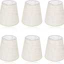 Chandelier Lamp Shades Set of 6, 5 Inch Mini Barrel Lampshades Replacement Small Clip on Linen Lampshade for Table Lamp Wall Sconce Ceiling Light Candelabra Light Bulbs Bottom 5.5''x 3.5''x 5.1'', Natural                    