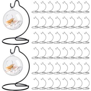 Tatuo 50 Pcs Ornament Display Stand Christmas Holder Hanger Stands Glass Ball Ornament Holder Metal Iron Hanging Hanger for Display Terrarium Air Plant Home Party Decoration