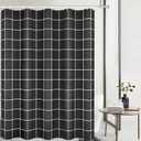 Tititex Net Black Grid Plaid Minimalist Shower Curtain, White Line Simple Modern Shower Curtain Sets Decoration 71x71 Inch with Hooks