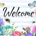 Welcome Spring Summer Flag 3x5 FT Flower Butterfly Bee Yard House Flags Season Banner Polyester Double Stitched with 4 Brass Grommets Flag for Outdoor Indoor Home Decor