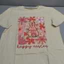 Happy Easter Shirts for Women Floral Rabbit Bunny Shirt Easter Short Sleeve Tee Tops Apricot L