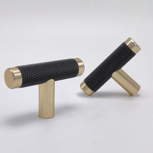 Ntresbonne 10 Pack 2 Inch Barrel Cupboard Aluminum Handles Drawer Cabinet Handles T Knob (Gold and Black)