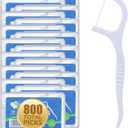 800 Count Dental Floss Picks  Built-in Toothpicks for Deep Cleaning, Comfortable Handle to Remove Plaque & Protect Gums  Family Pack with 50 Picks per Portable Case for Adults & Kids