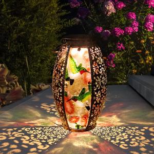 Solar Lanterns Outdoor Light Waterproof Hummingbird Garden Glass Decor Light Gifts for Women Mom Grandma Hanging Solar Decoration Lights Metal Outside for Yard, Backyard, Patio