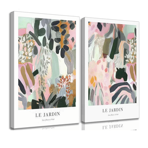 2Pcs Henri Matisse Canvas Wall art Modern Abstract Pink Green Floral Plants Painting Pictures Wall Decor Maximalist Colourful Flower Poster Print Artwork for Living room Bedroom Girls Room