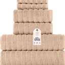 Classic Turkish Towels CTT Luxury 6 Piece Towel Set, 100% Turkish Cotton, Quick Drying, 6 Hand Towels & 2 Washcloths | (Almond Beige)