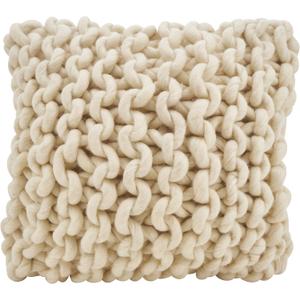 SARO LIFESTYLE Chunky Cable Knit Design Throw Pillow Cover (18" x 18" (Pack of 1), Ivory)