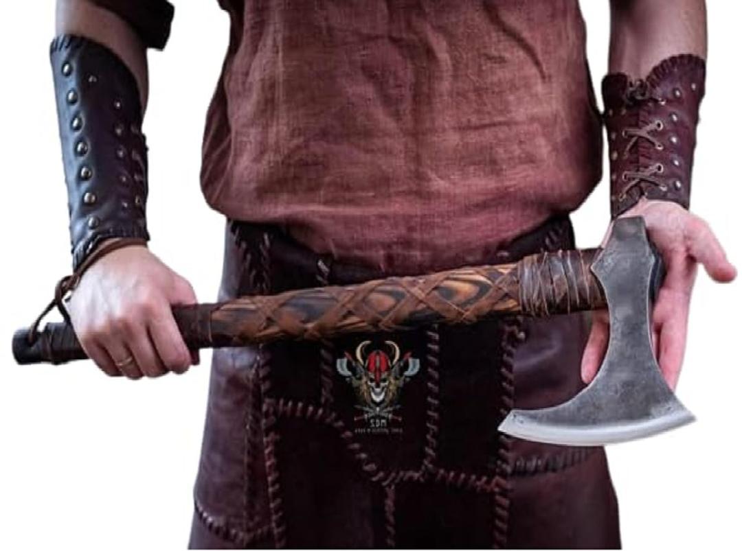 Forest Hunting | Viking axe real of norsmen custom handmade ax medieval Axe viking costume men camping ax warrior axes, Tomahawk,Bearded , Battle ready axe of 27'' ashwood handle and 3.5lbs with Leather Sheath , Viking gifts men (Ragnar lothbrok axe)