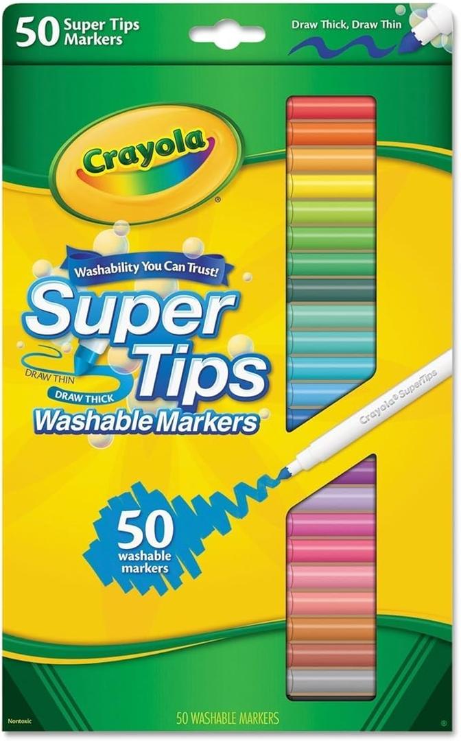 Crayola 50ct Washable Super Tips Markers 50 Color Variety