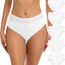 RHYFF Womens Underwear Cotton Bikini Panties Lace Soft Hipster Panty Ladies Stretch Full Briefs 5 Pack, Large