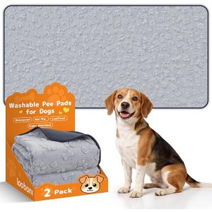 LOOBANI Washable Pee Pad for Dogs, 2 Packs NonSlip Puppy Training Pads, Fast Absorbent Pet Whelping Pads, Puppy Playpen Mat for Incontinence, Housebreak, Crate , 36x72in, Gray