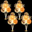 Cicicooie 4 Set Table Balloon Holder Stand Kit Orange with String Light Centerpieces Decorations for Birthday Baby Shower Wedding Anniversary (Gold/Silver/Orange)