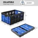 Garvee Heavy Duty Milk Crate Collapsible - 55L Foldable Storage Crate with Handles, Stackable Plastic Crates for Groceries, Moving, Camping & Car Storage (Blue)