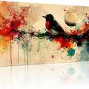 Lapremoly Abstract Wall Art For Living Room Large Wall Decoration For Bedroom Office Home Wall Decor Pictures Posters Artwork Abstract Watercolor Bird Painting Hotel Canvas Art Modern Wall Decor (48"L x 24"W)