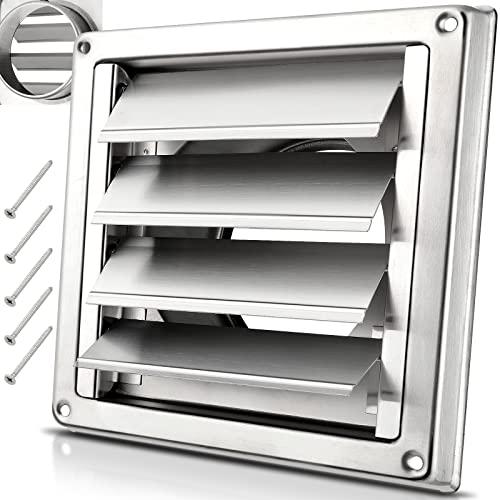 Hydencamm 4" Upgrade Metal Dryer Vent Cover for House, Premium Stainless Steel Dryer Vent with 4 Screws Rubber Gasket, Best Exterior Wall Vent Cover with Louvre for Dryer Vents Range Hood Vent AC Vent