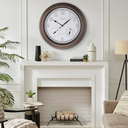 CLXEAST 18 Inch Illuminated Outdoor Indoor Atomic Analog Wall Clock with Temperature & Humidity, Lighted Outdoor Clocks for Patio Large Waterproof with Thermometer,Bronze Finish,House Warming Gifts